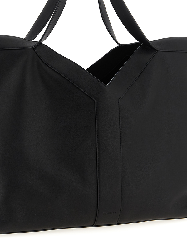 Black calfskin tote bag-null