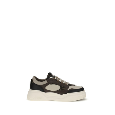 Black calf leather bos taurus chunky sneakers, Black, medium