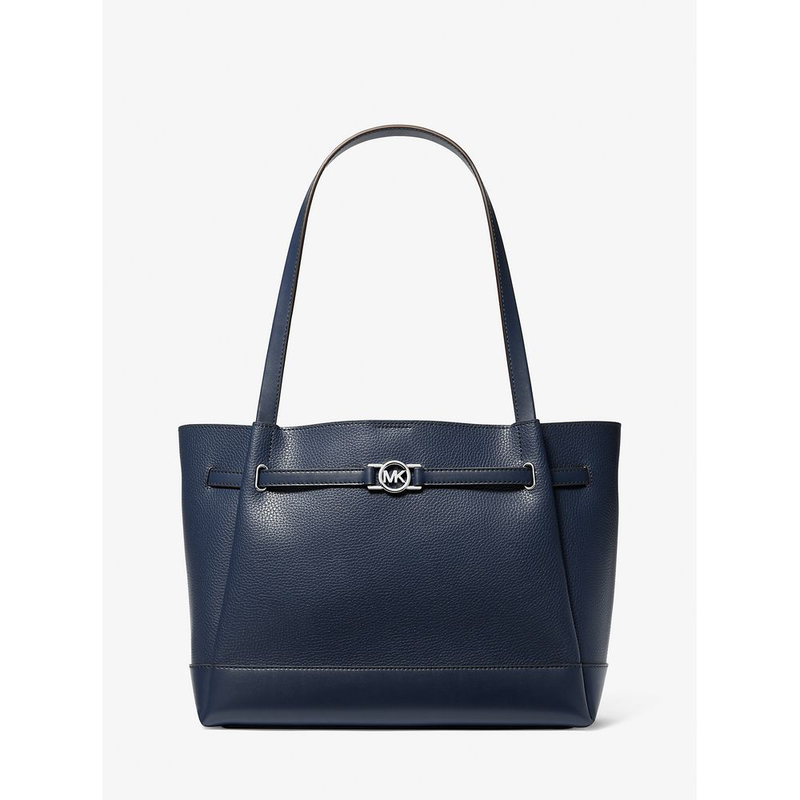 Blue leather tote bag-null