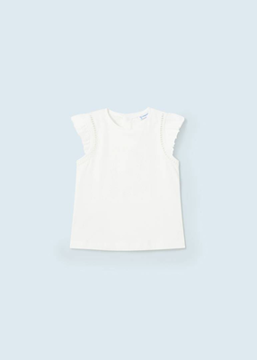 Μπλουζα κοντομανικη κεντητη, White, medium
