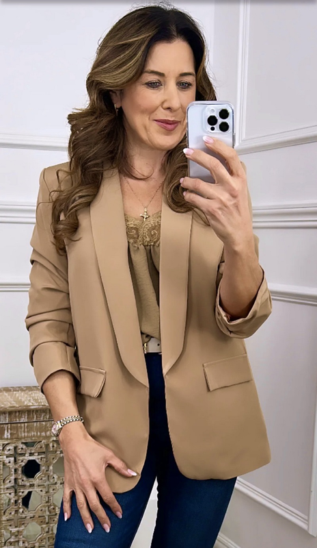 Product image: Blazer with rushed sleeves camel-null