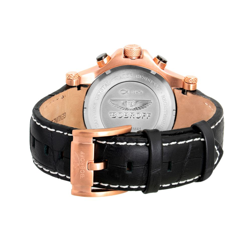 Black leather dress watch-null
