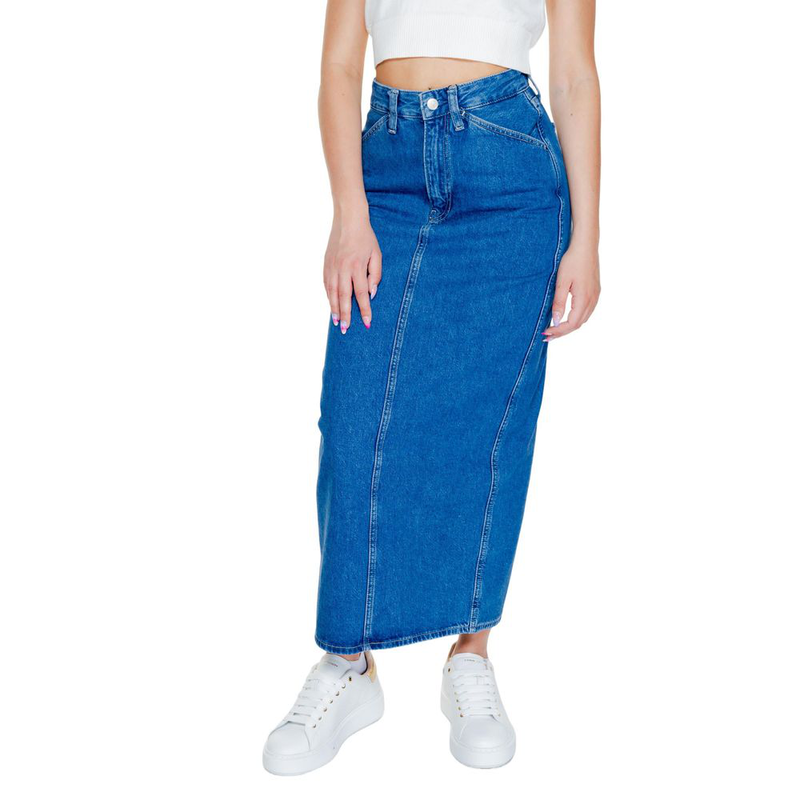 Blue cotton long skirt-null