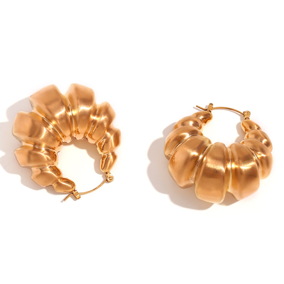 Hollow bold hoops, Gold Plated 18k, medium