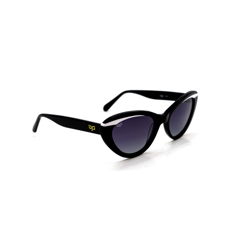 Product image: OJO sunglasses cat eye handmade shine black with grey polarised lenses rx-null