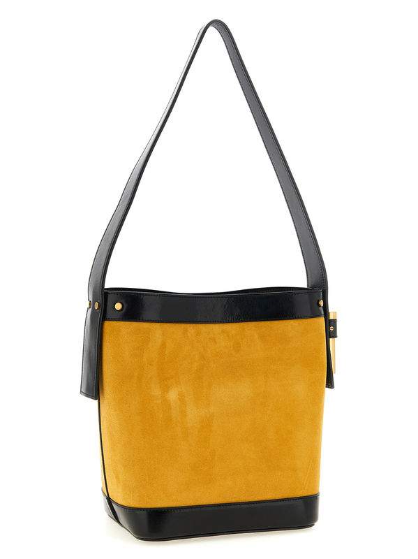 Bicolor calfskin shoulder bag-null