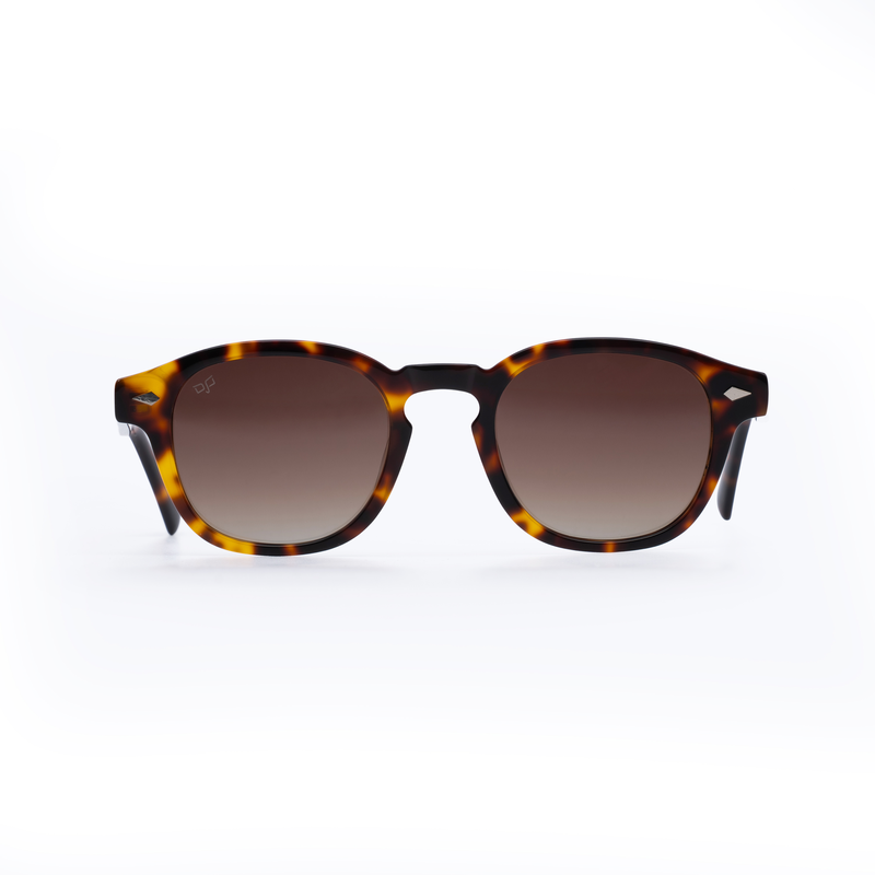 OJO sunglasses oval handmade shell brown frame and temples with brown polarised lenses rx-null