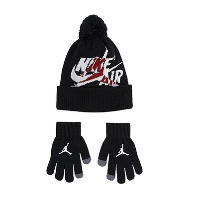Nike jordan jumpman classic pom beanie set, Black, medium