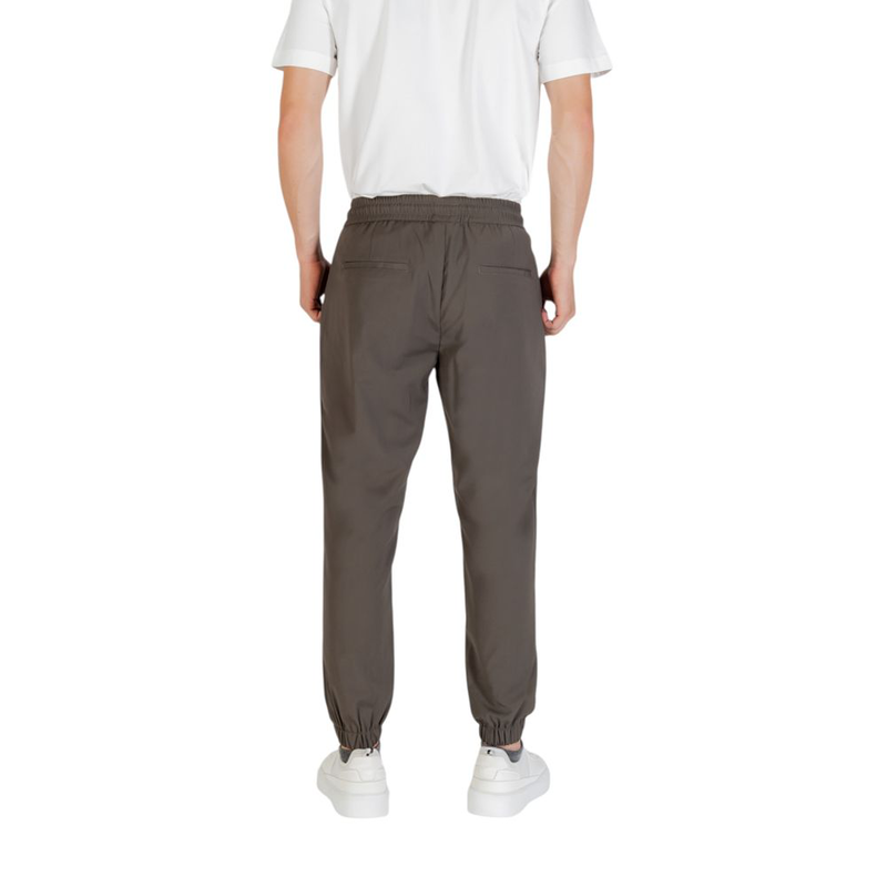 Green polyester casual pants-null