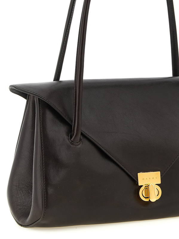 Brown calfskin shoulder bag-null