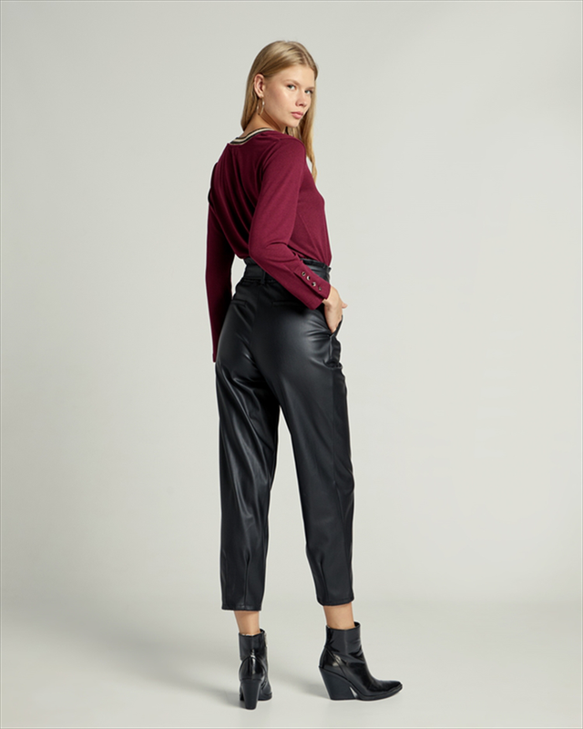 Trouser belted eco leather-null