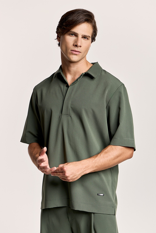 Pcoc 1/4 buttoned collar shortsleeve tee-null