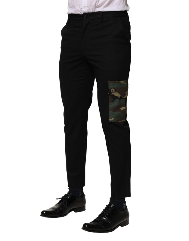 Black cotton cargo dress men pants-null