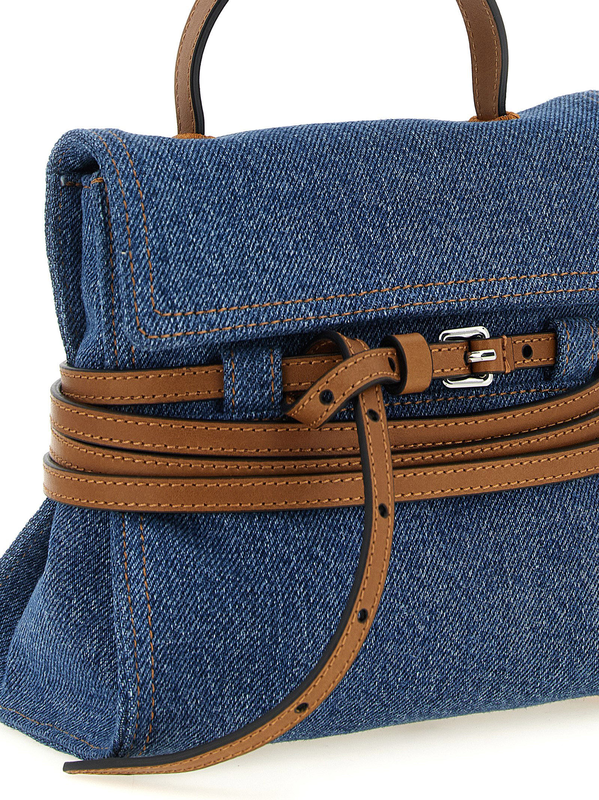 Blue cotton handbag-null