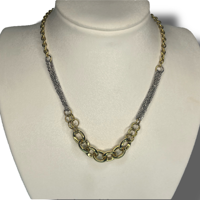 Silver 925 & gold plated necklace, Gold, medium