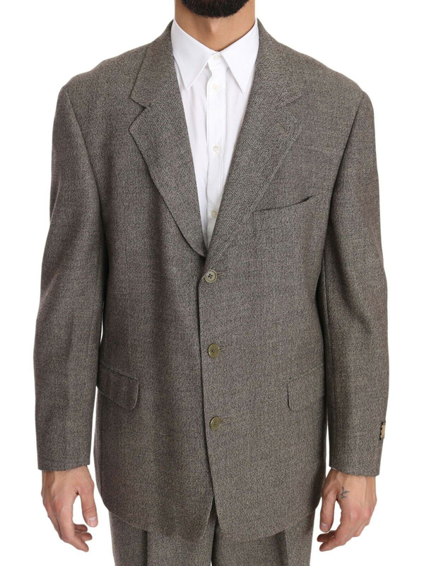 Brown wool regular single  breasted suit-null