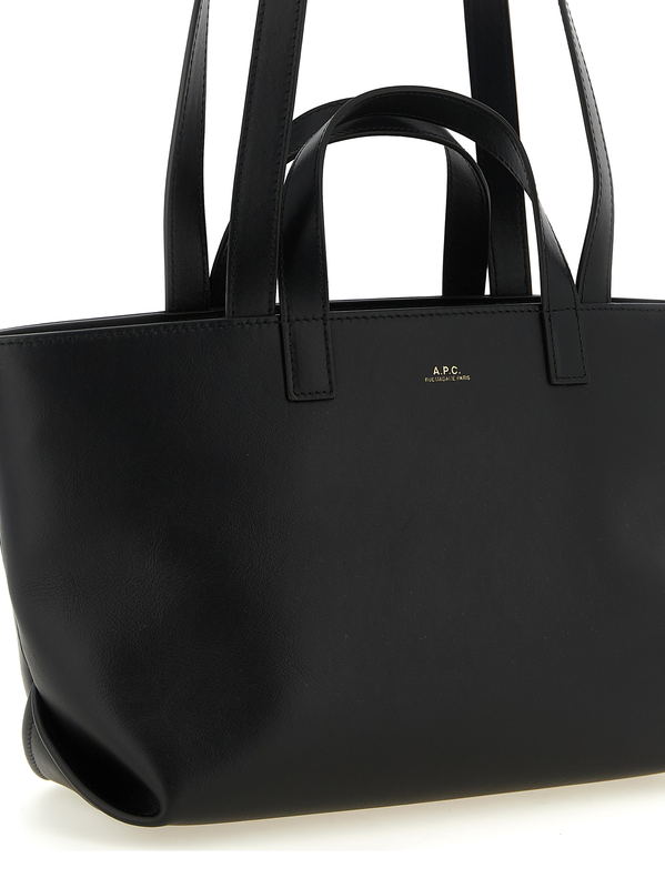 Black cowhide tote bag-null