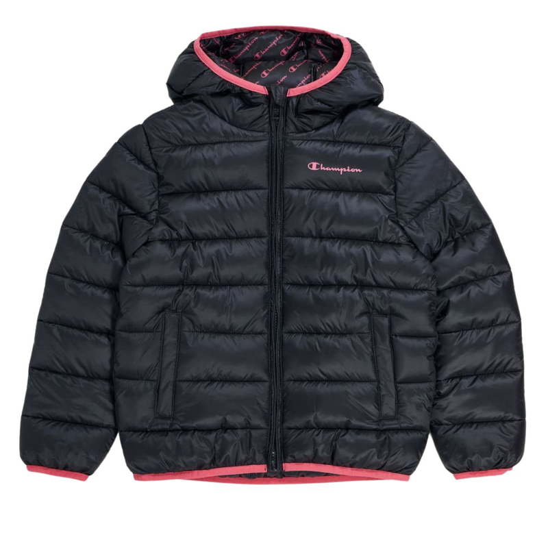 Champion girl's hooded jacket padded black sporty athletic 306568-kk001-null