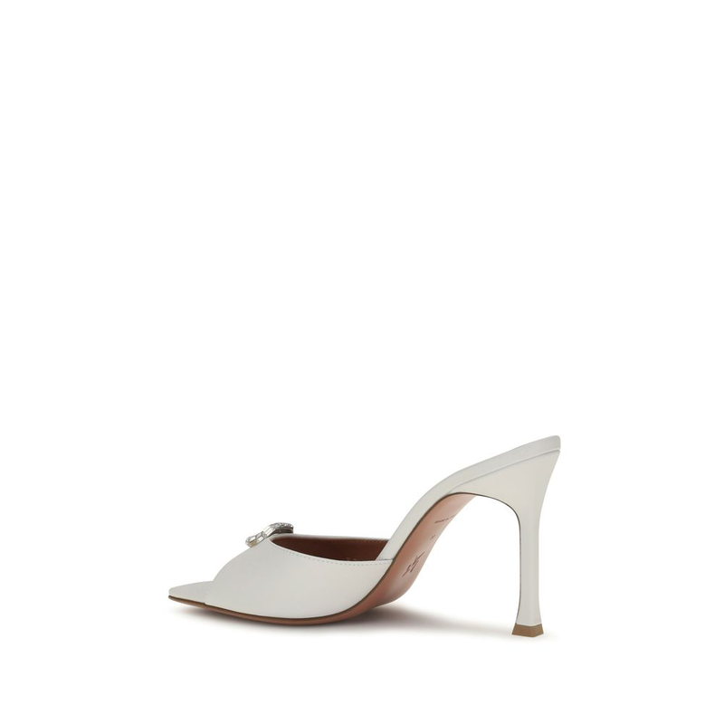 White calf leather bos taurus stiletto heel sandals-null