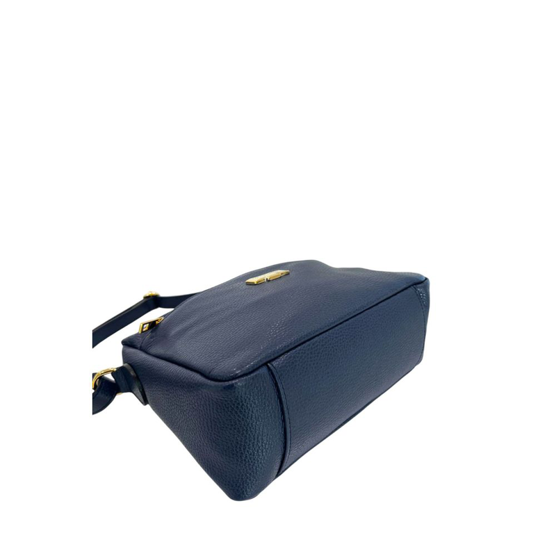 Blue leather women crossbody bag-null