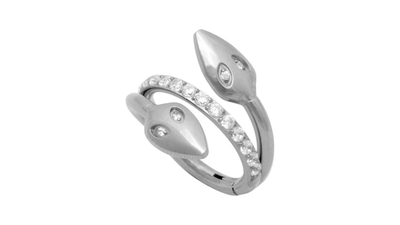 Surgical steel zircon stone snake clicker silver, , medium