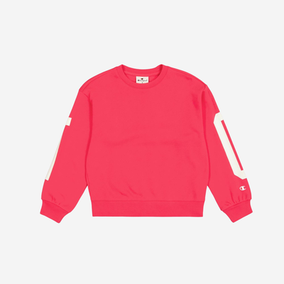 Girls graphic shop crew sweat, Pink, medium