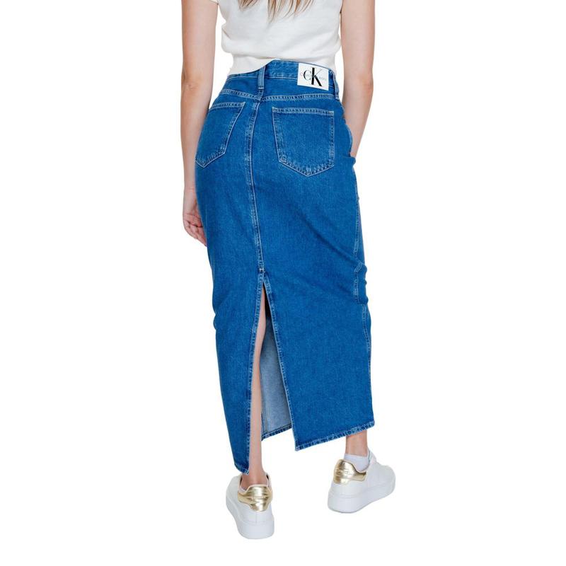 Blue cotton long skirt-null