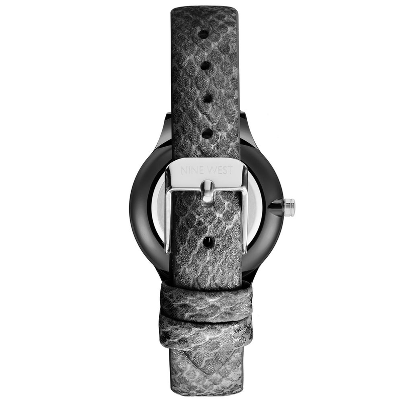 Black leather dress watch-null