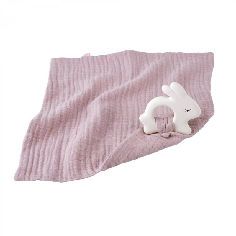 Kikadu rubber rabbit with towel - pale rose-null
