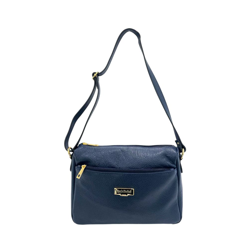 Blue leather women crossbody bag-null