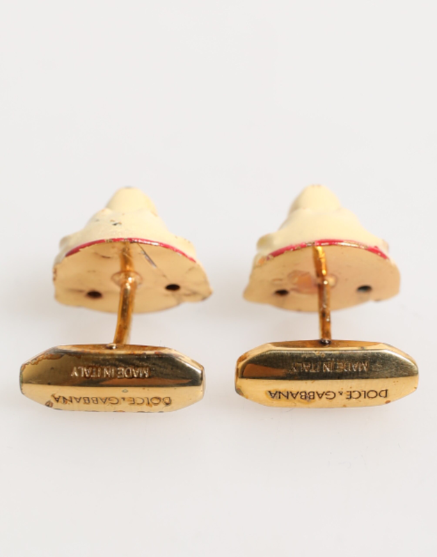 Brass gold tone dog puppy men's accessories cufflink-null