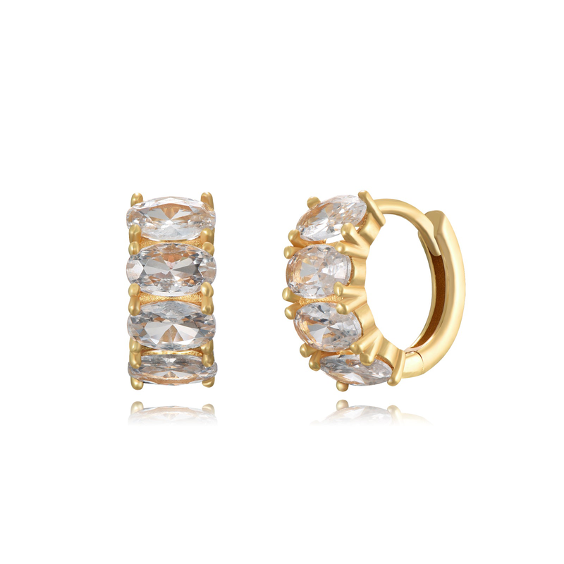 Oval zircon hoops-null