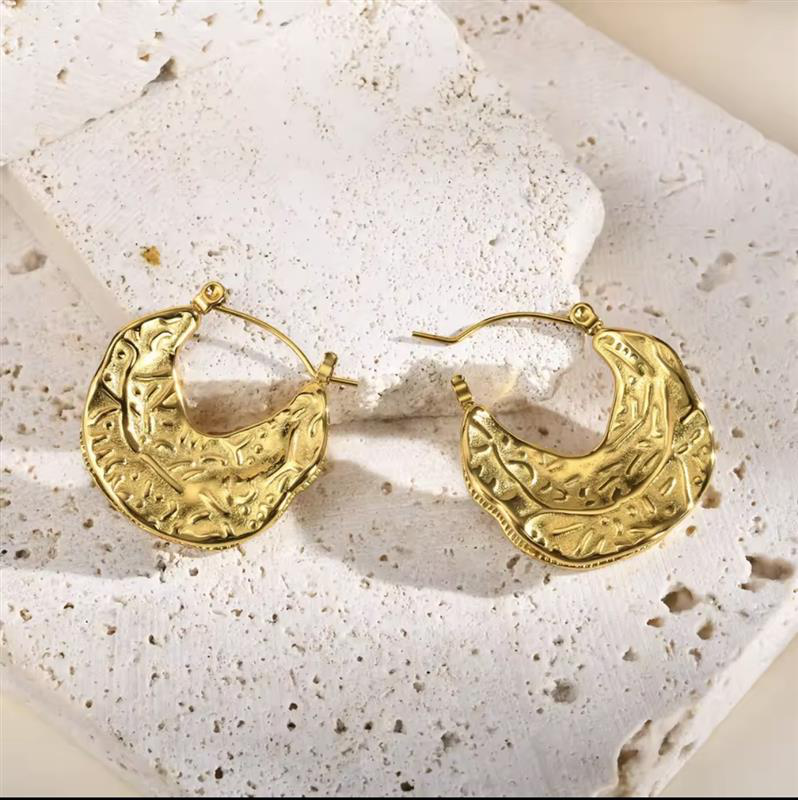 Stainless steel 18k gold color earring geometric unusual - statement stereoscopic stylish jewelry-null