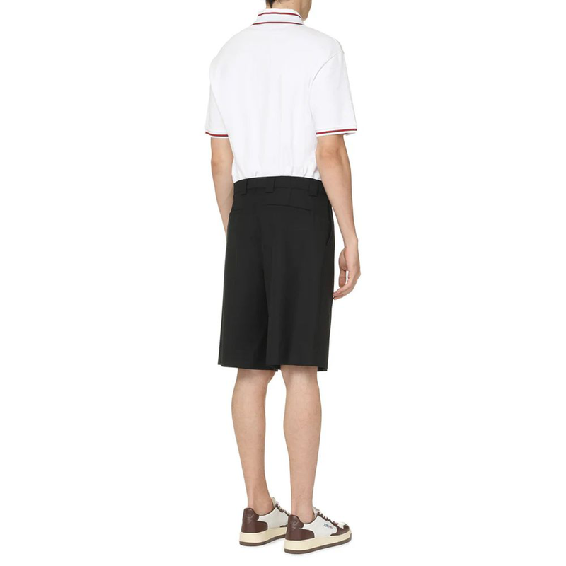 Black polyester bermuda shorts-null