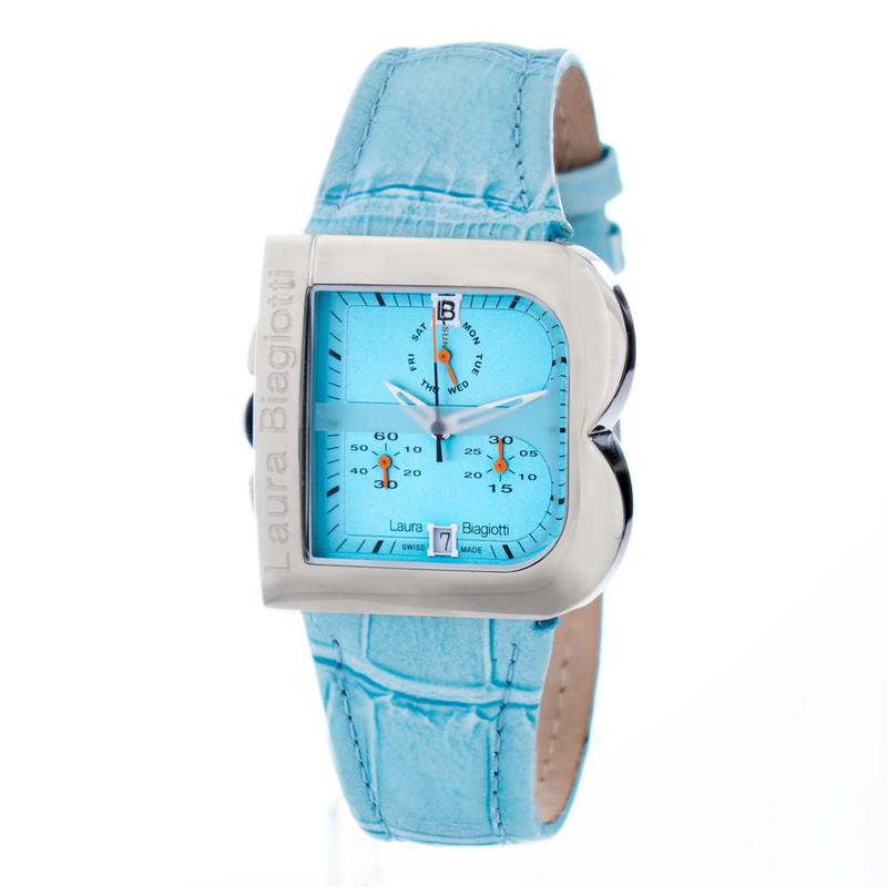 Blue leather dress watch-null