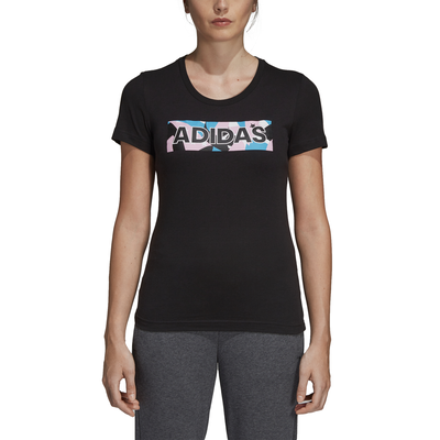 Adidas women clothing graphic tee black dv3022, Black, medium