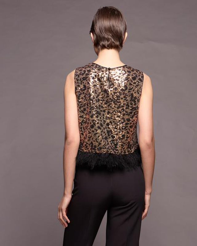 Crop top sequin animal print image number null