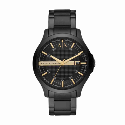 A｜x armani exchange 46mm men’s stainless steel watch, color: black/gold ax2413, Black, medium