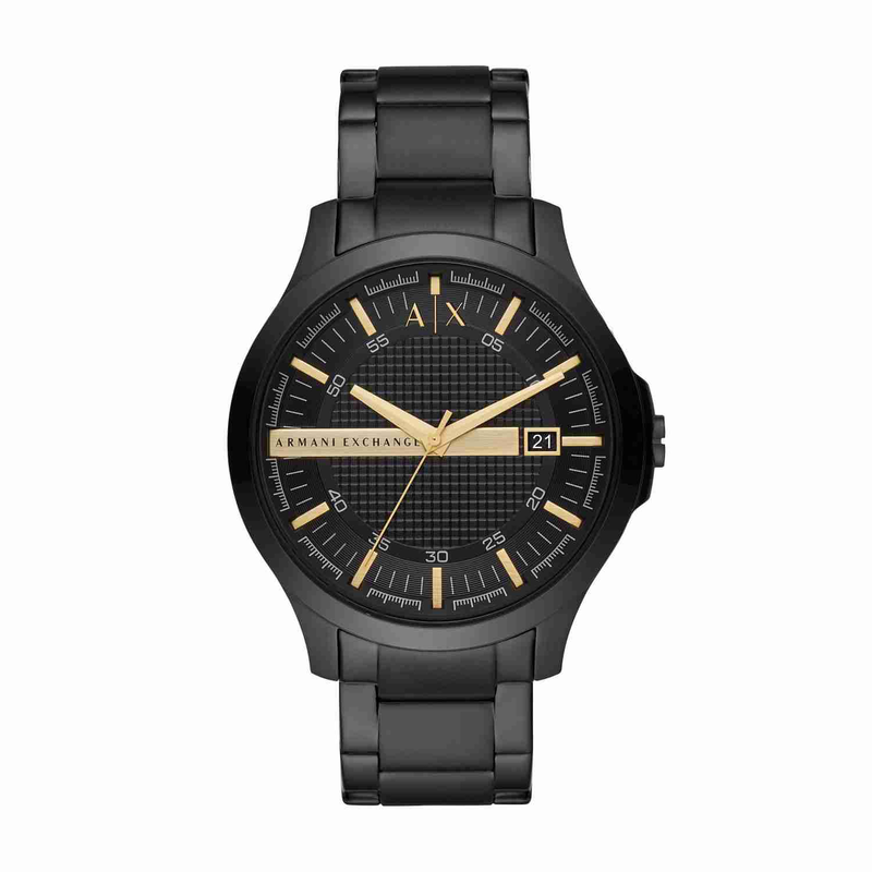 A｜x armani exchange 46mm men’s stainless steel watch, color: black/gold ax2413-null