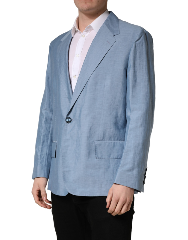 Light blue single breasted men jacket blazer-null