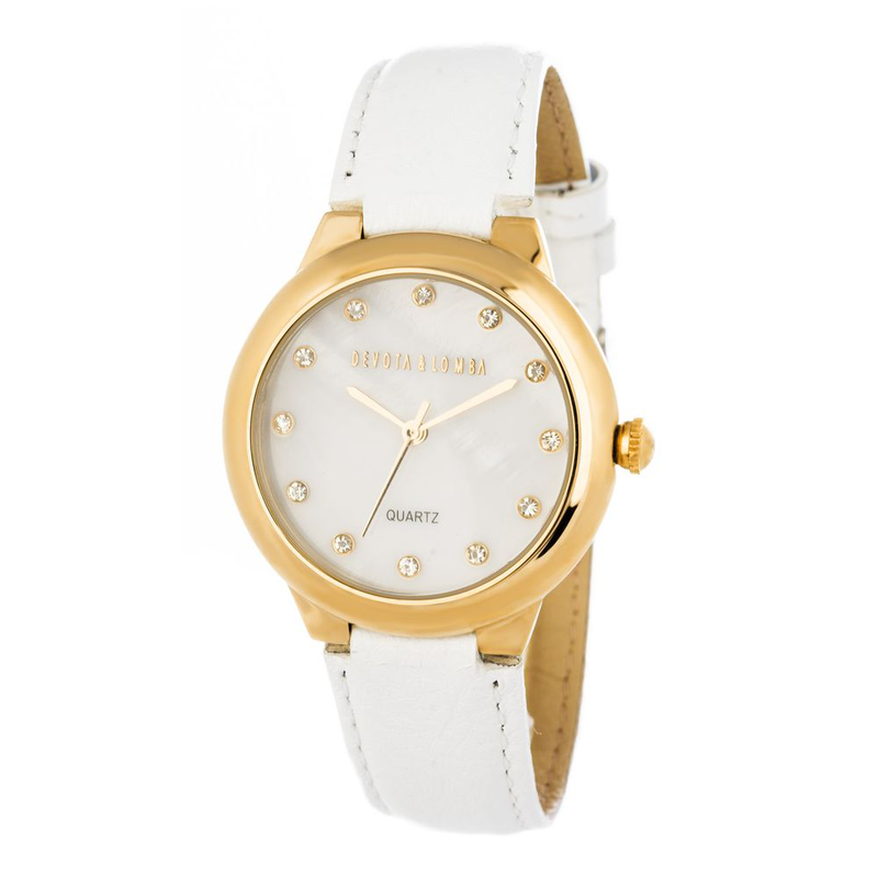 White leather dress watch-null