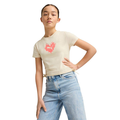 Flaming love knotted t-shirt g, Alpine Snow, medium