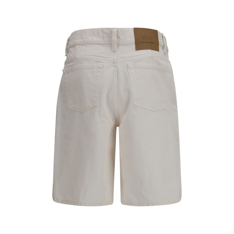 White cotton bermuda shorts-null