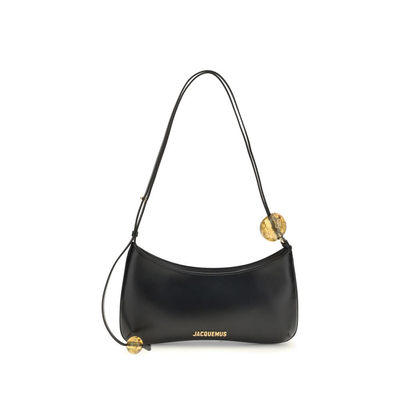 Black calf leather bos taurus shoulder bag, Black, medium