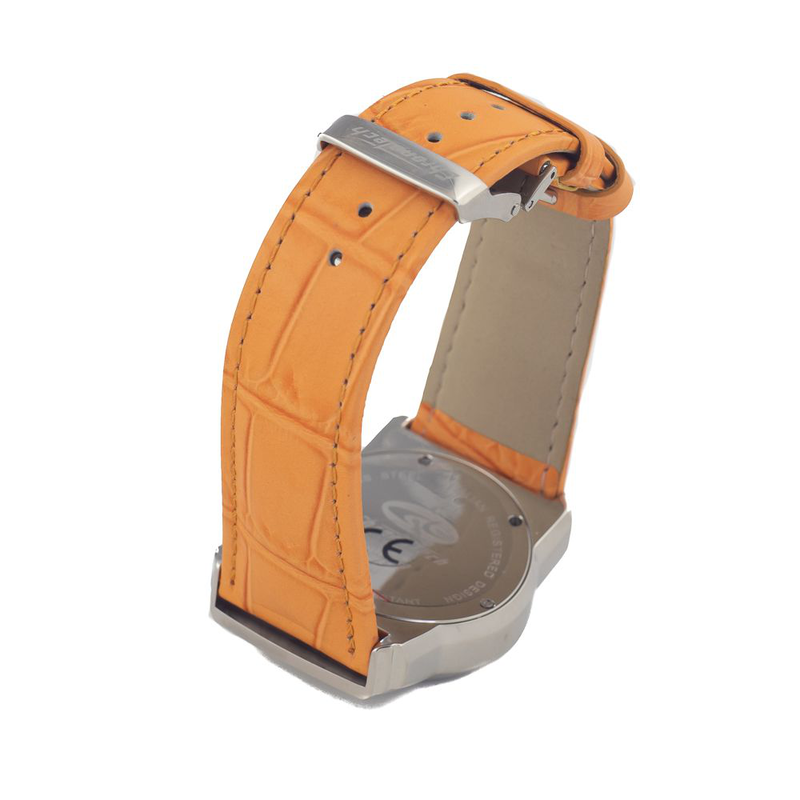 Orange leather dress watch-null