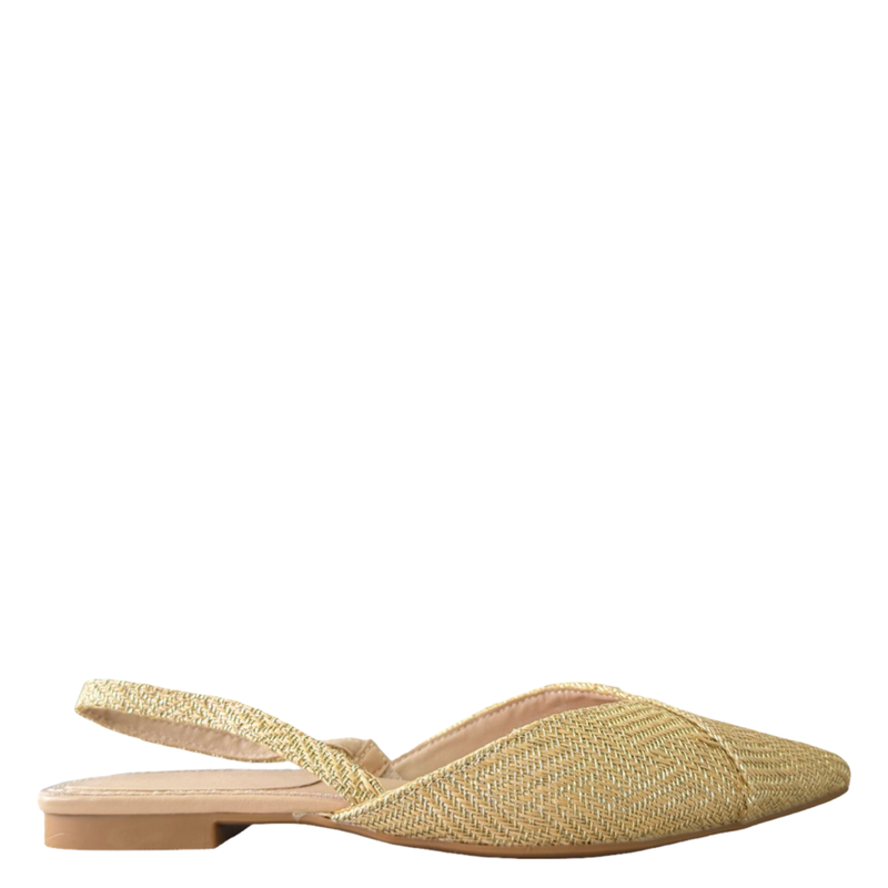 Elodie straw pointed flats - gold-null