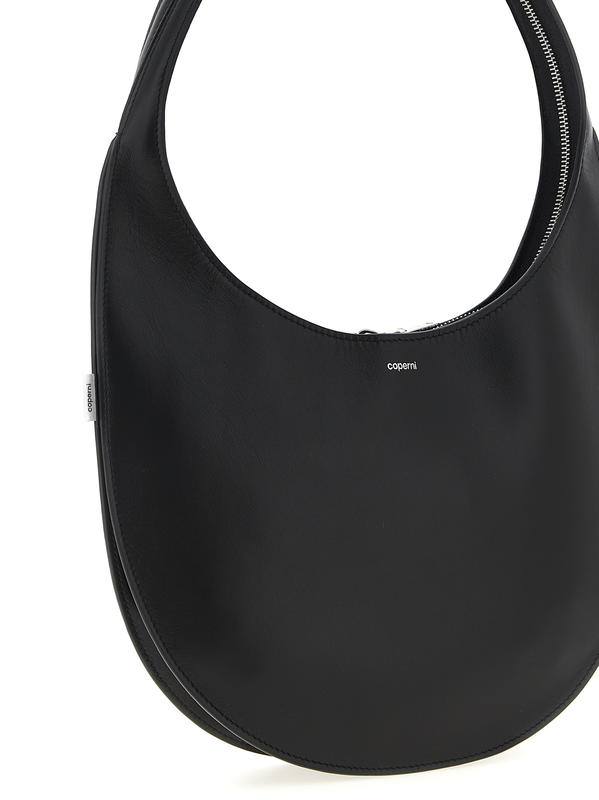 Black cowhide shoulder bag-null