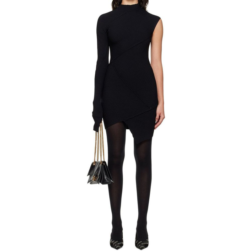 Black polyester casual dress-null