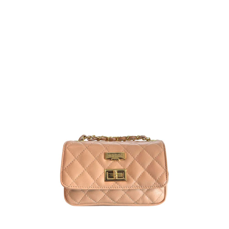 Pink leather women crossbody bag-null