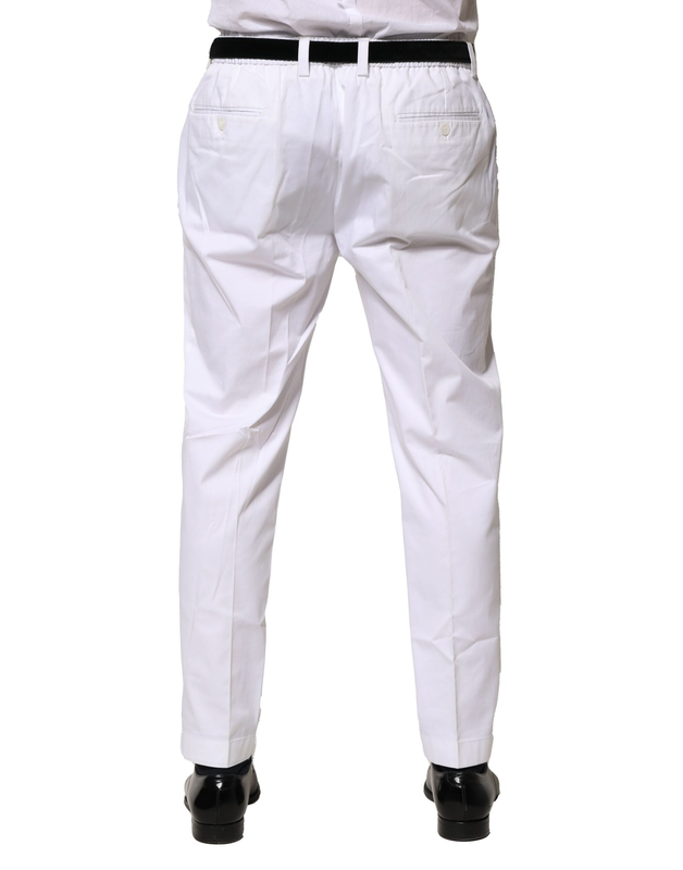 White cotton dress slim formal pants-null